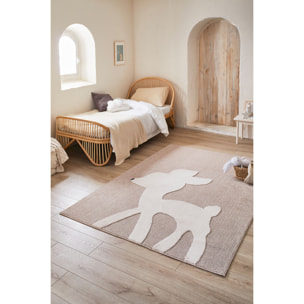 Bambi - tapis enfant motif biche, beige