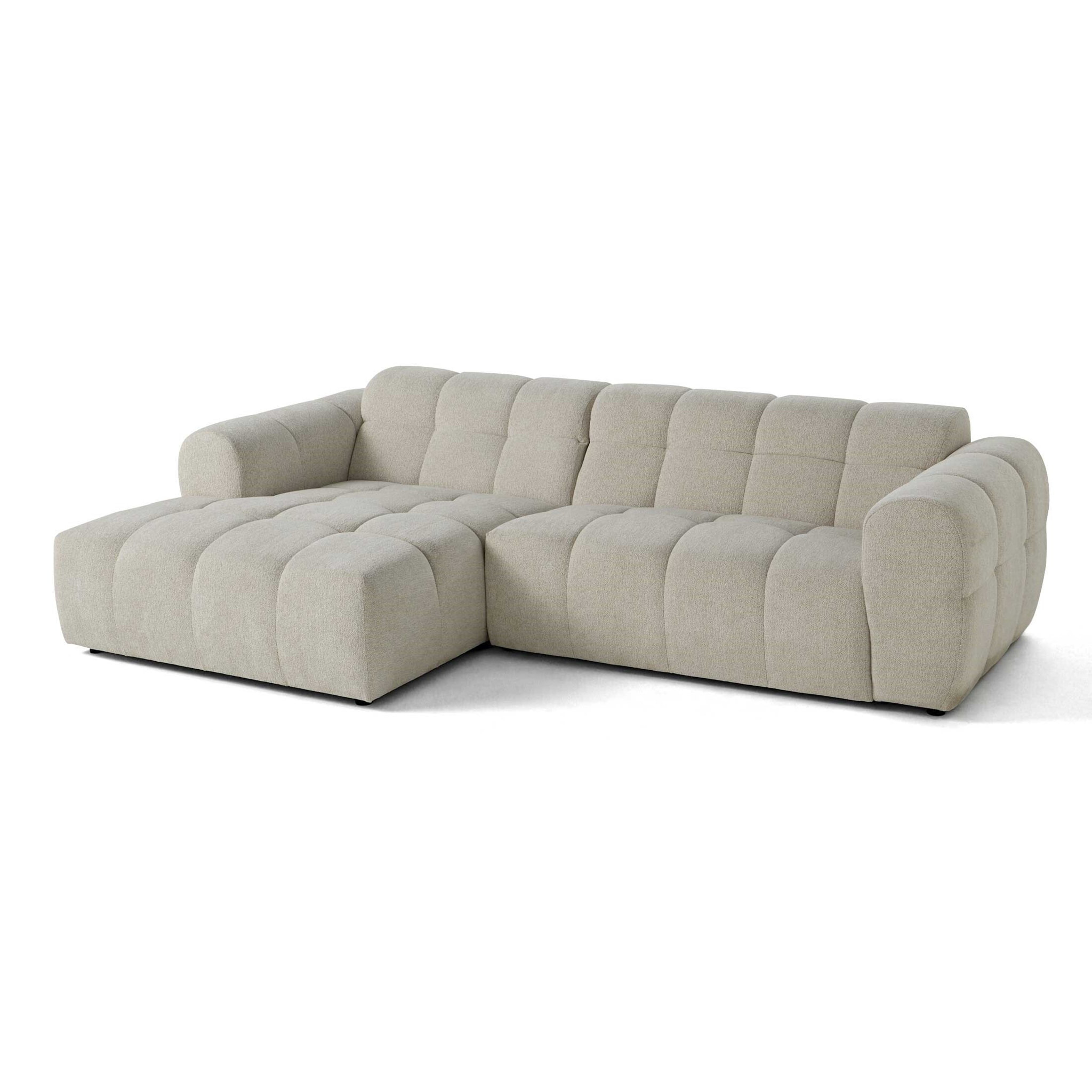 Ray - canapé d'angle gauche - 4 places - en tissu texturé - Beige