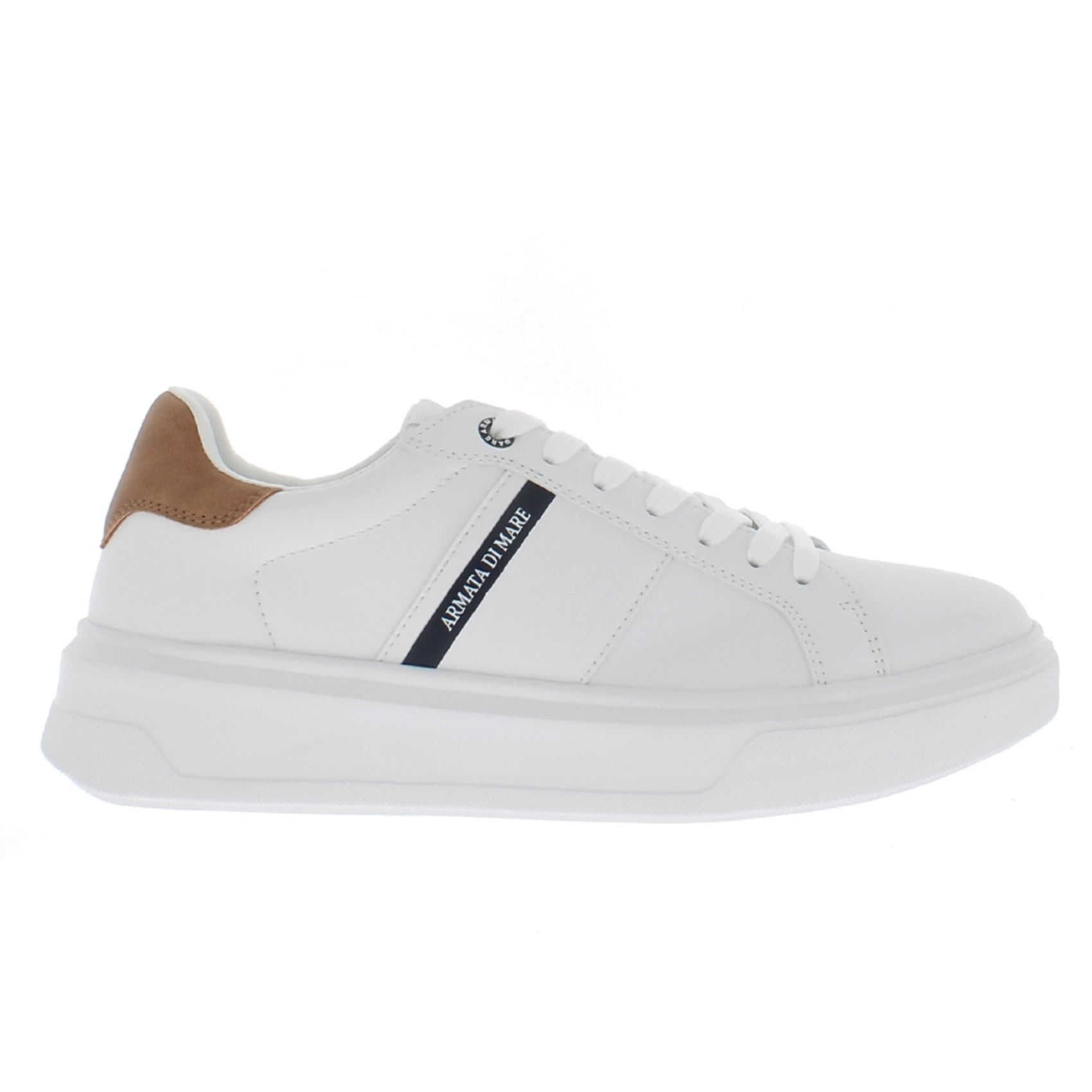 Armata di Mare Scarpe Uomo Court Maxi Sneakers Casual con Soletta Rimovibile in Memory Foam AMU S24M539 Off White Cuoio