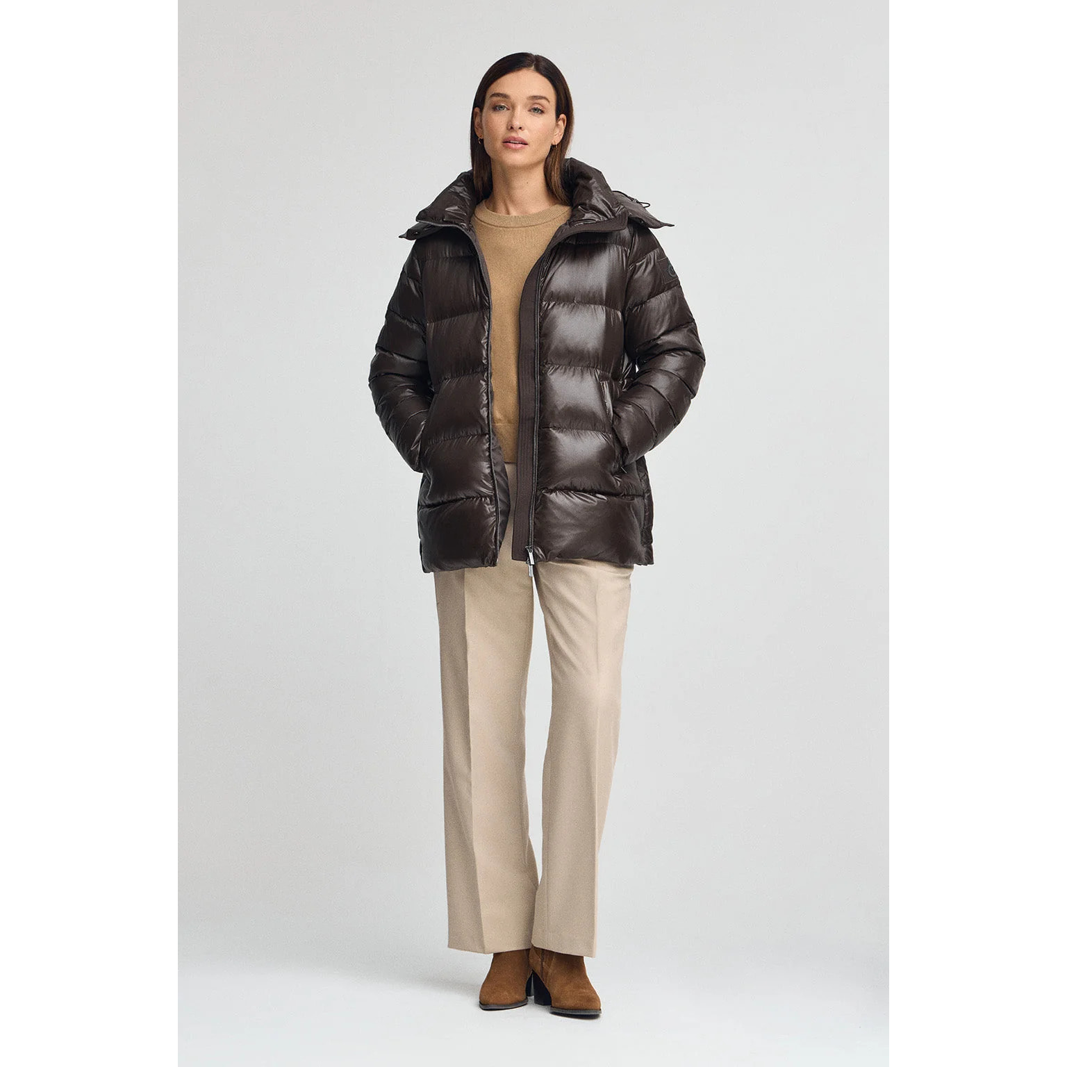 Chaqueta de plumas Ofelia marrón con logo Polo Club