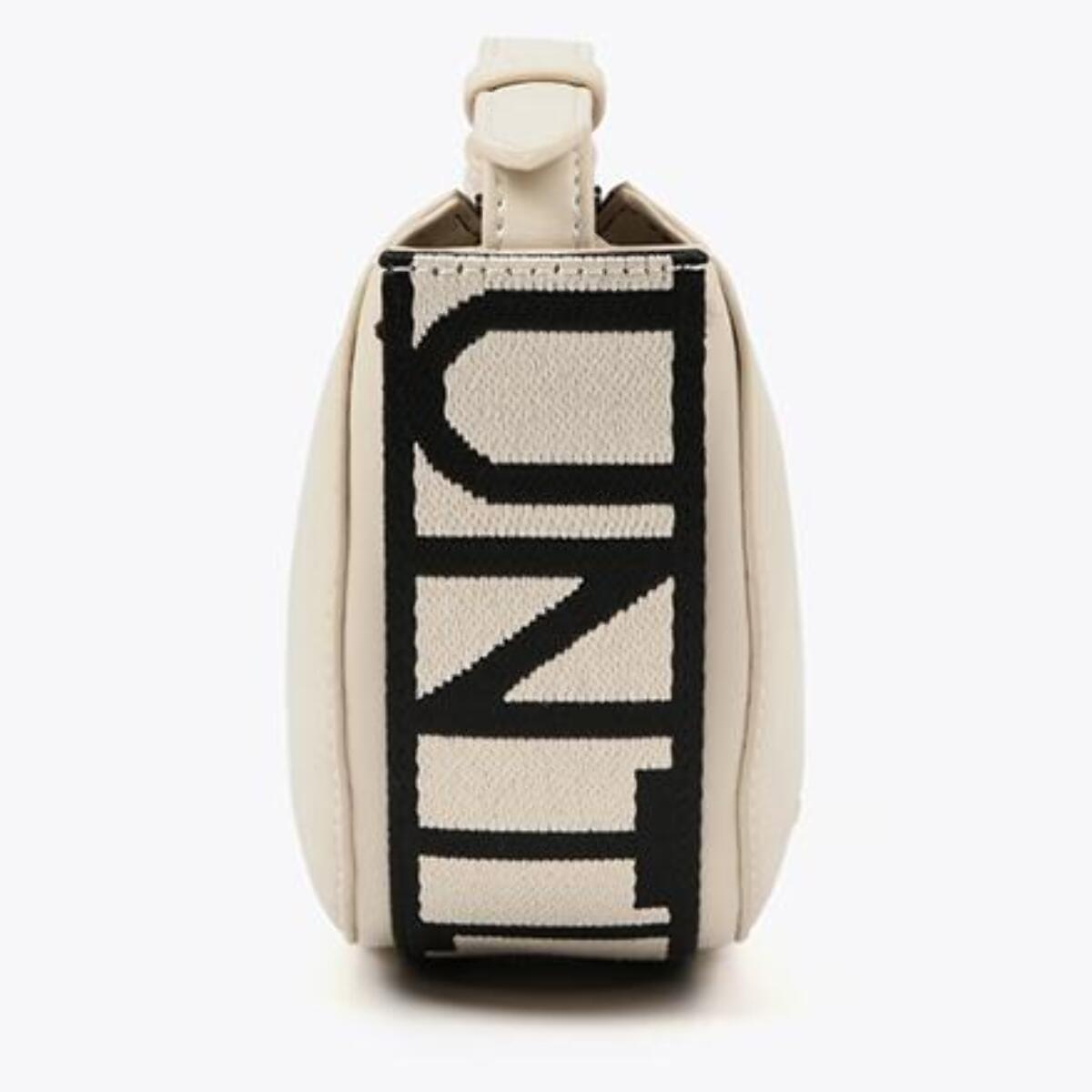 Borsa a tracolla con rondelle e nastro con logo