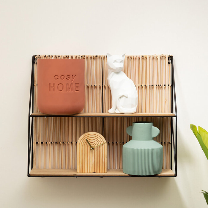 Étagère murale "Cosy" corde et métal 48x40cm