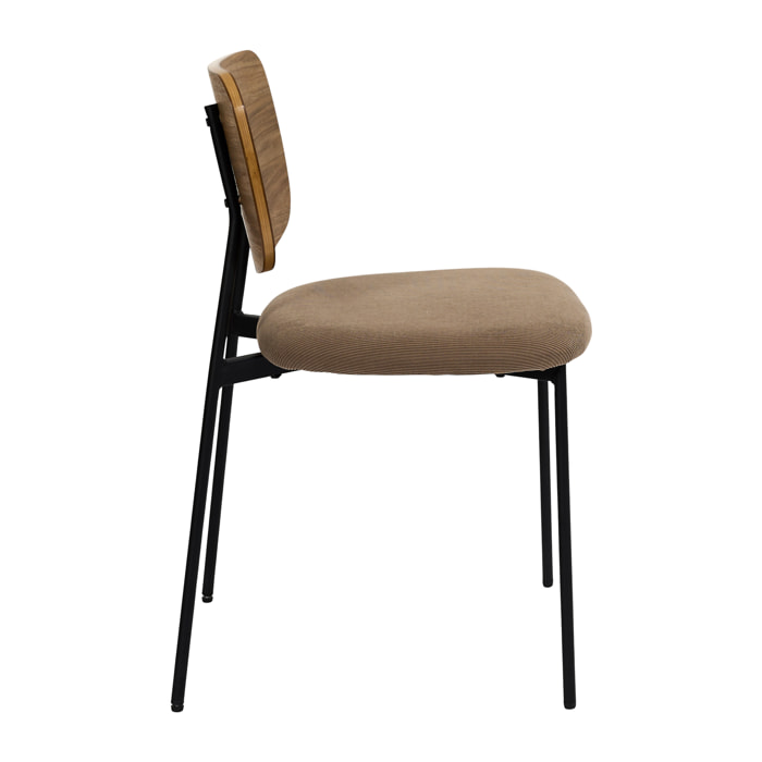 Lot de 4 Chaises - HOME DECO FACTORY - Jules - Côtele - Marron