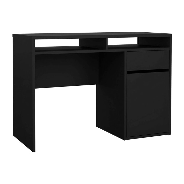 Scrivania Abbadu, Scrittoio multiuso, Tavolo per ufficio porta PC, Piano di lavoro, 110x48 h77 cm, Nero