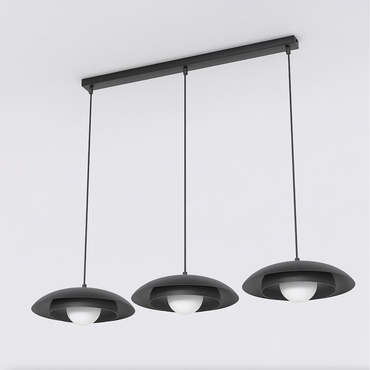 Lampada a sospensione SKIN in acciaio nero e vetro