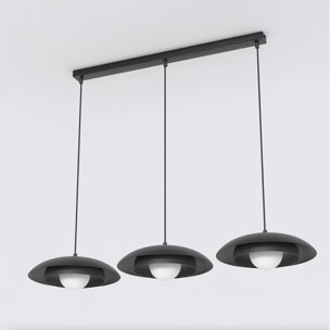 Lampada a sospensione SKIN in acciaio nero e vetro