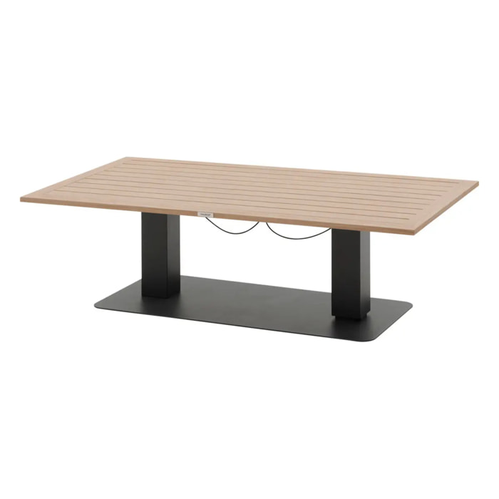 Table de jardin relevable rectangulaire "Salimia" graphite & honey 150 x 80 x 69cm en aluminium