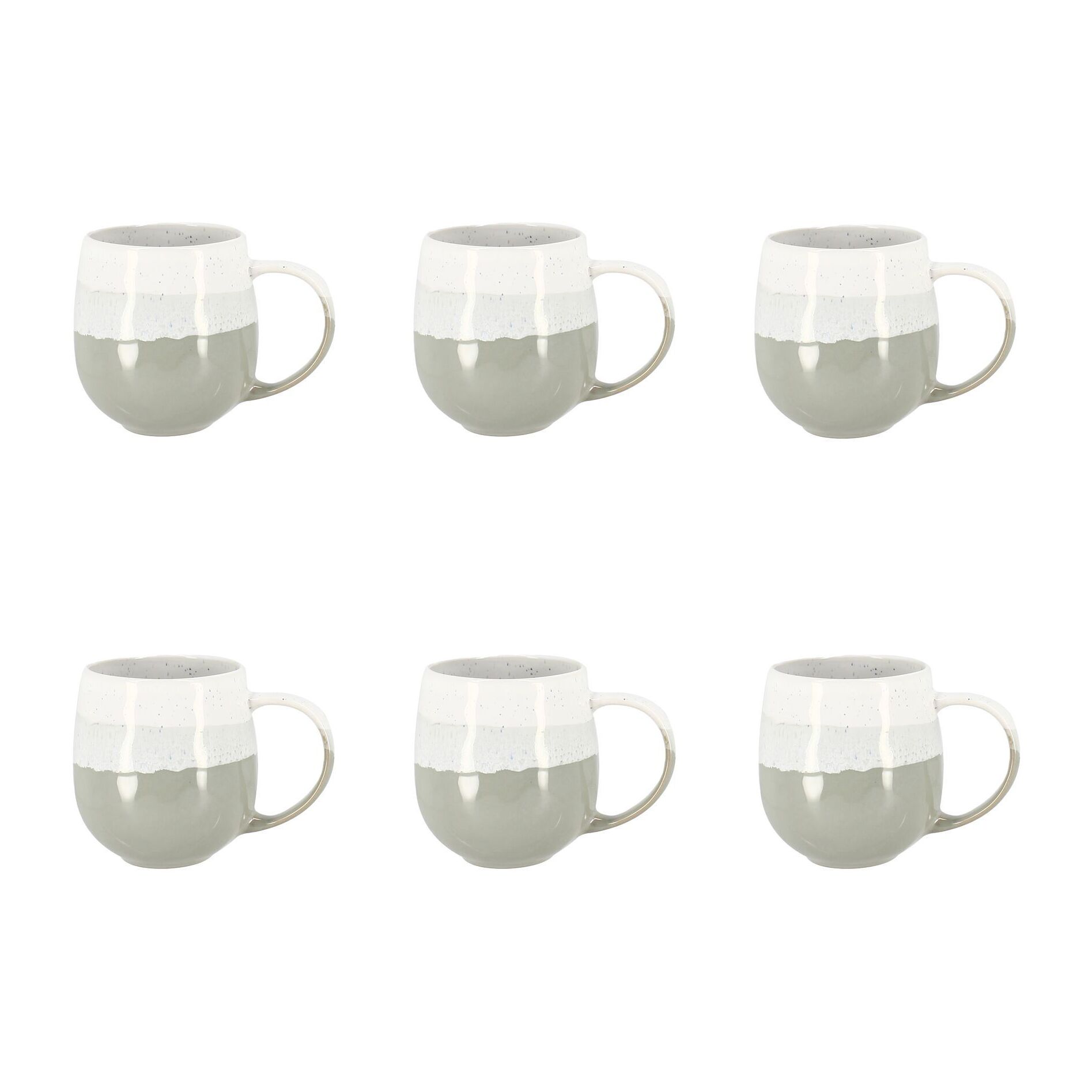 Lot de 6 mugs vert amande en grès 44cl RIGA