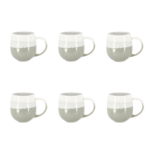 Lot de 6 mugs vert amande en grès 44cl RIGA
