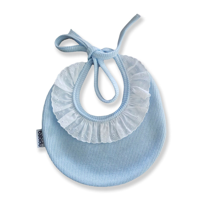Babero Redondo Puntilla Canutillo 02 Celeste Talla Uni