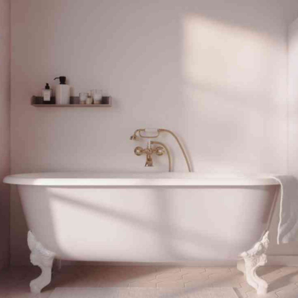 - Mélangeur mural rétro avec douchette Cleo - Or beige