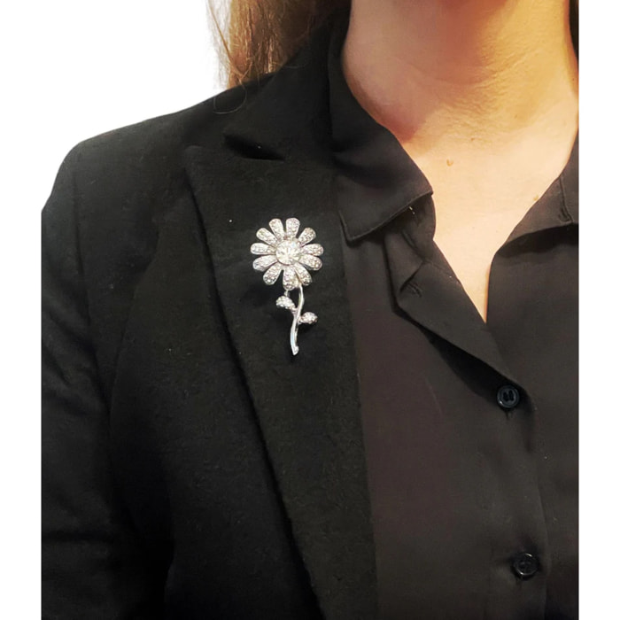 Broche Margarita en cristal SW y plata