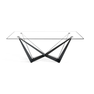 Mesa de comedor fija CALAIS - transparente y negro - 200x100x76cm