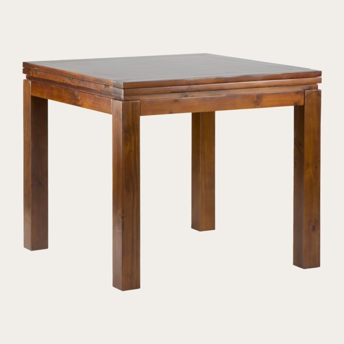 Table à manger extensible Blay -bois massif de mindi et placage naturel de mindi-couleur teck 90 x 78 x 90 cm