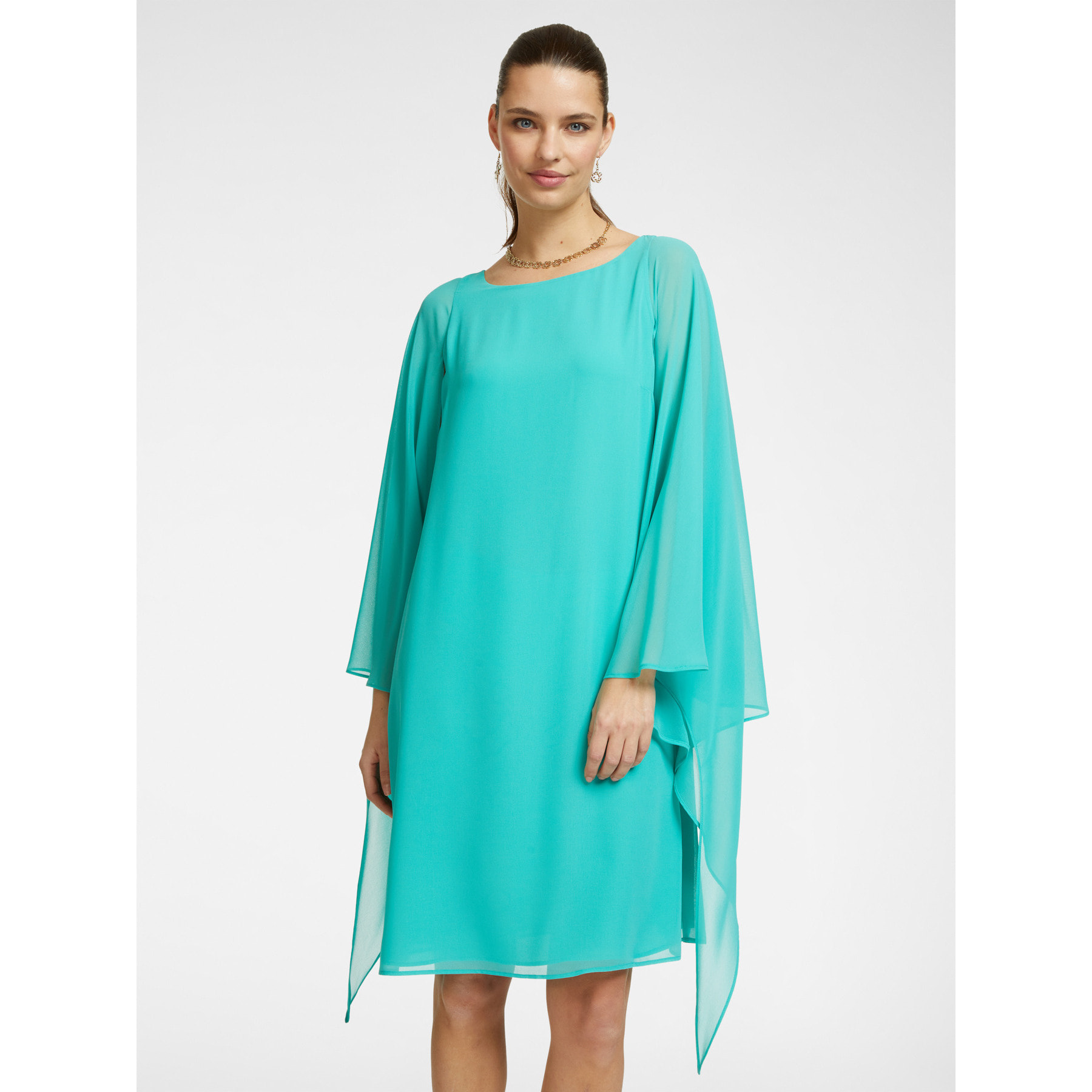 Elena Mirò - Vestido elegante con capa. - Green Water