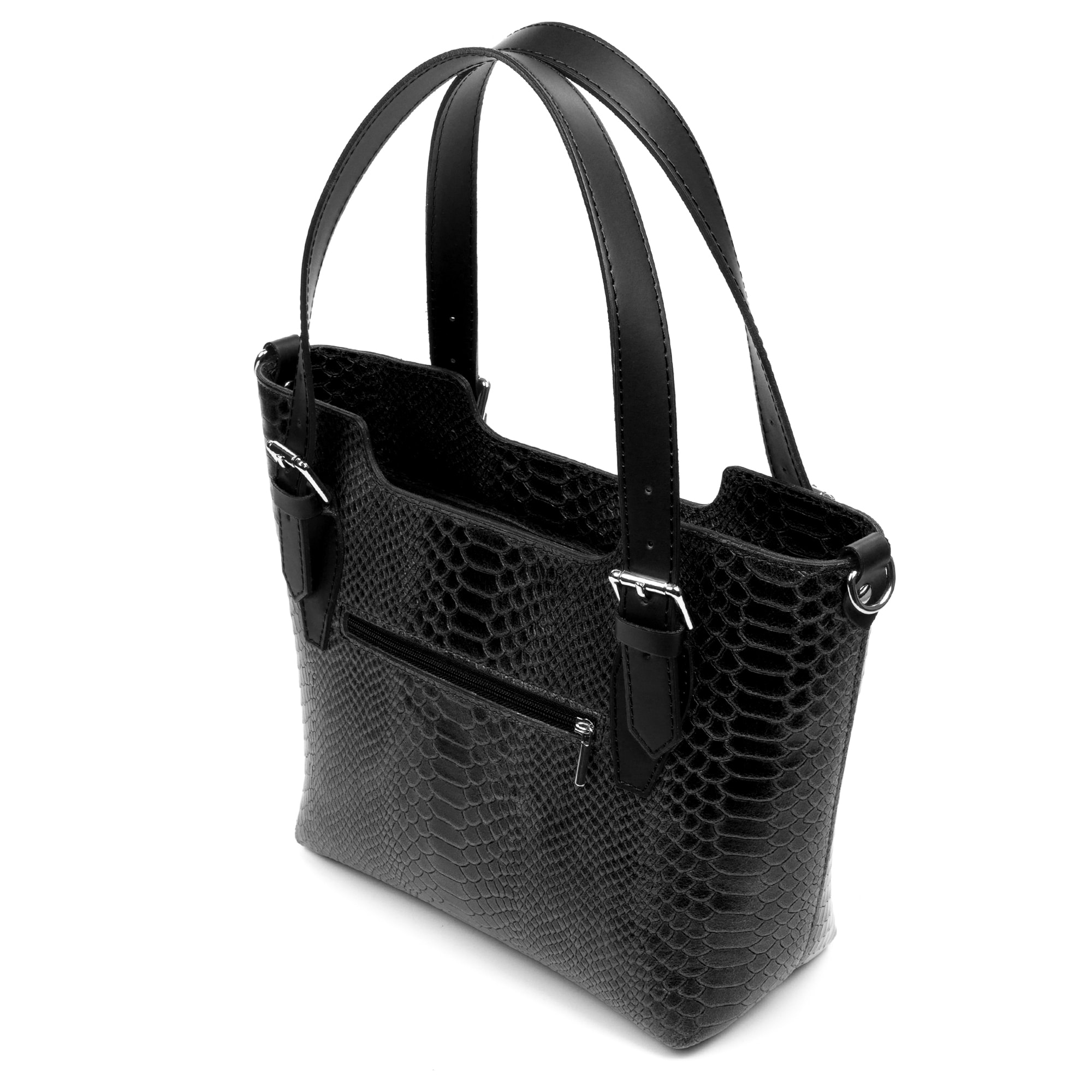 FIRENZE ARTEGIANI Borsa Tote da Donna Arezzo. Vera Pelle Scamosciata Incisione Serpente Made in Italy 37x14x27 Cm. Colore nero