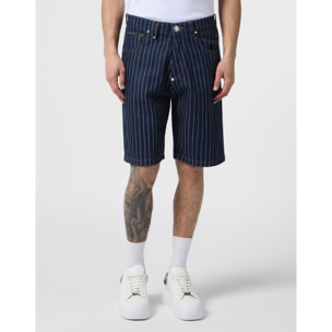 PHILIPP PLEIN Denim Shorts Pinstripe