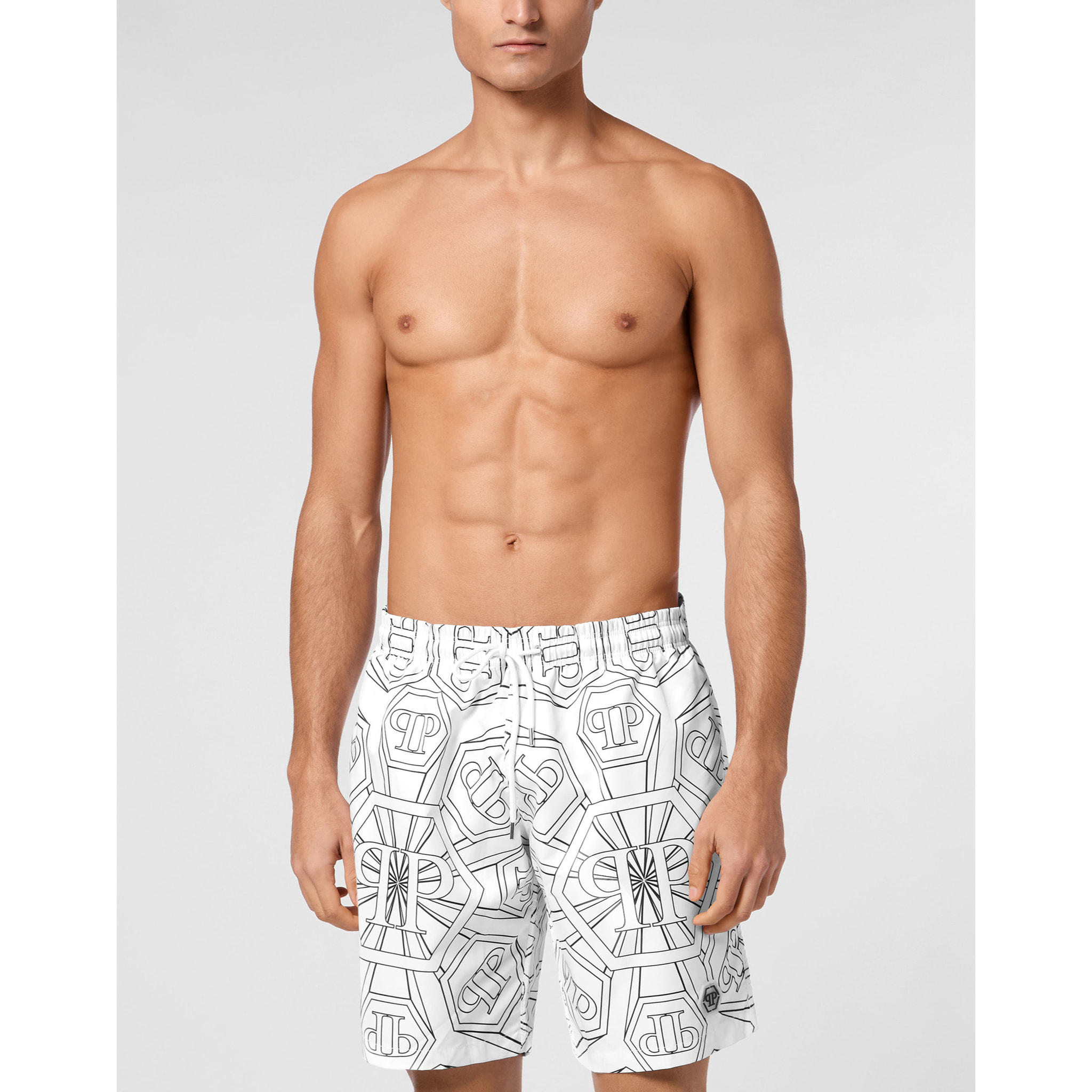 PHILIPP PLEIN Swim Trunks HEXAGON MONOGRAM