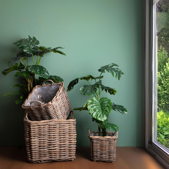 Set 3 cesti rettangolari - Pezzi 1 - Colore: Marrone - 65xH55x65 cm - Bianchi Dino