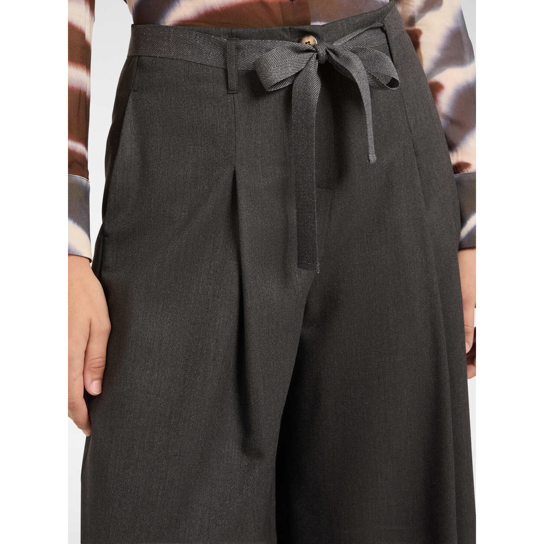 Elena Mirò - Pantalones anchos con cinturón - Gris