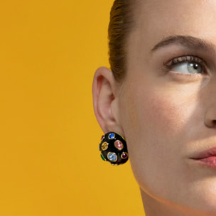 Pendientes con Circonita Multicolor acabado oro 18k