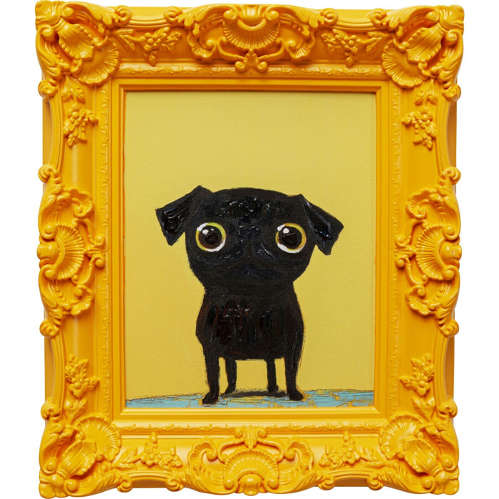 Tableau Frame jaune chien noir 30x35cm Kare Design
