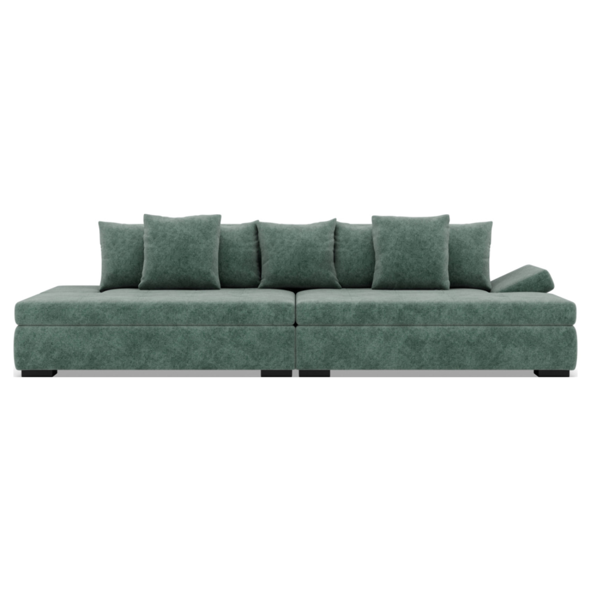 Vermont - canapé droit 4 places avec double méridienne - assise profonde - en velours texturé - Vert
