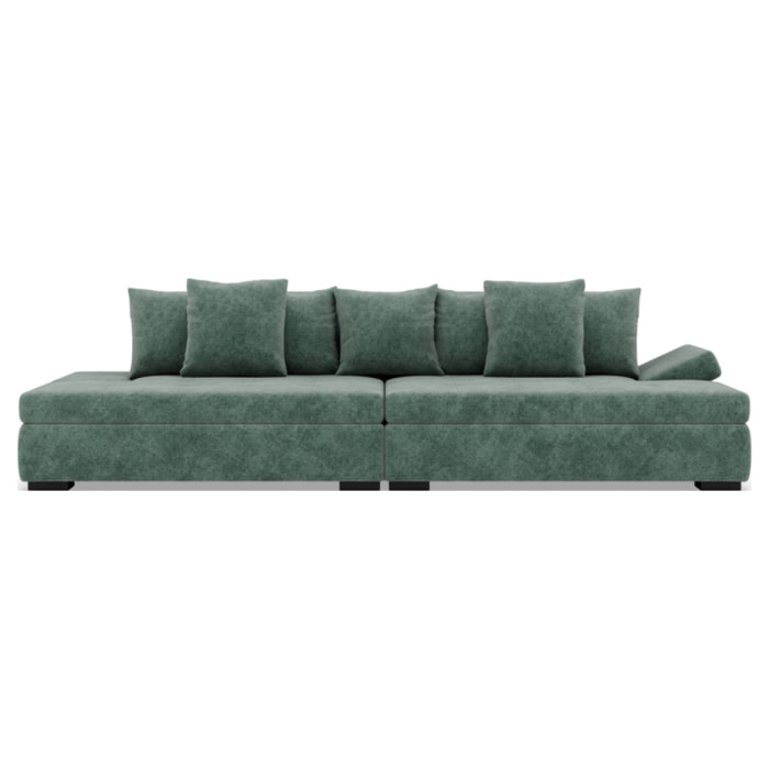 Vermont - canapé droit 4 places avec double méridienne - assise profonde - en velours texturé - Vert