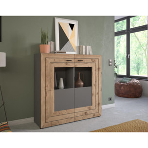 Wexford - buffet haut - gris et bois - 120 cm - Bois / Gris