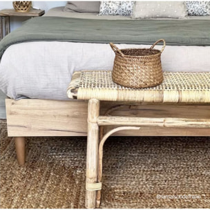 Ensemble lit effet chêne + Matelas à mémoire de forme 22cm - PACO & MEMO HR