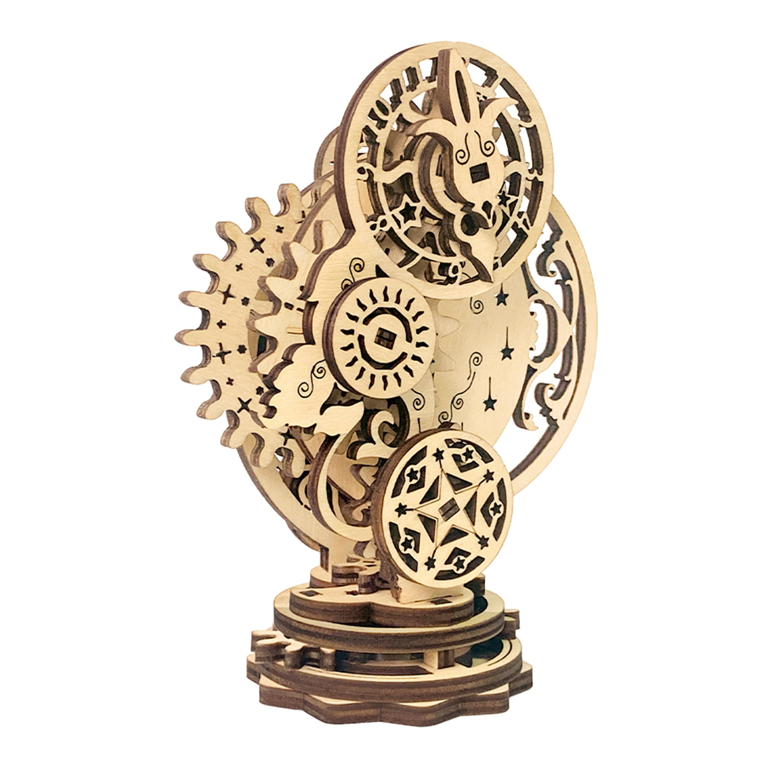 Modello in Legno 3D, design Orologio Meccanico Punk. 40 pezzi.