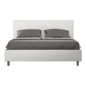 Cama sin somier acolchada 160x210 cuero sintético blanco Adele