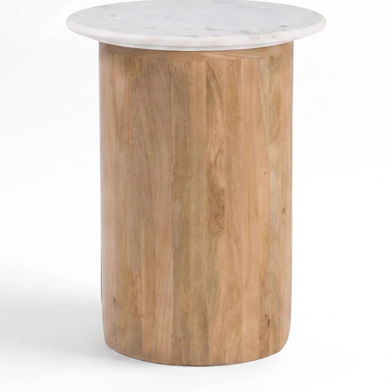 Table d'appoint en marbre et bois de manguier - Léana