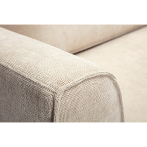 Canapé d'angle droit design en tissu effet velours texturé beige 3 places GRAMMY