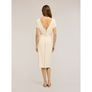 Motivi - Vestido tubo de crepé con drapeado - Beige