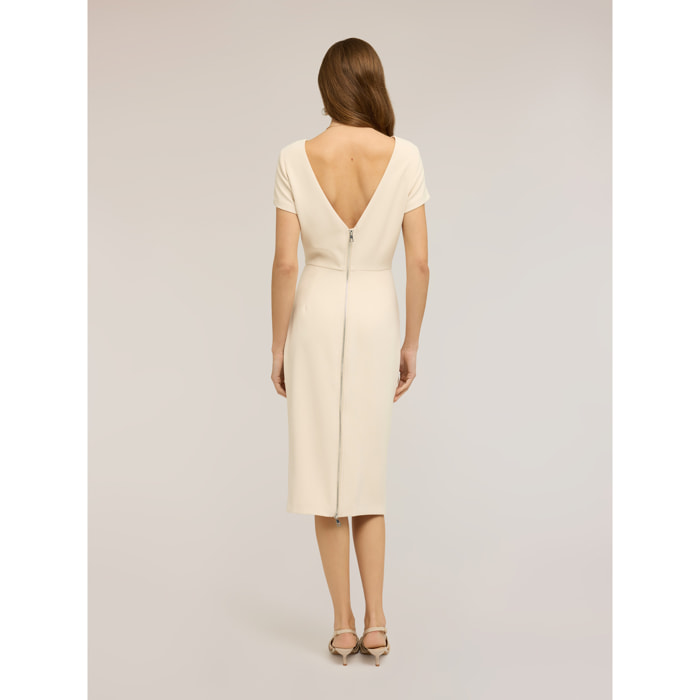 Motivi - Vestido tubo de crepé con drapeado - Beige