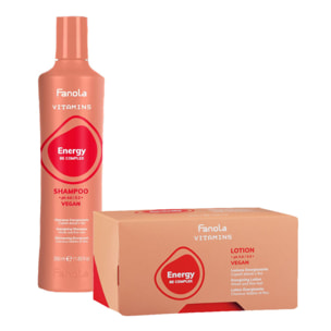 FANOLA Kit Vitamins Energy Vegan Shampoo 350ml + Lotion 12x10ml