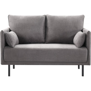 Canapé fixe tissu "Rudy" - 132 x 78 x 88 cm - 2 places - Gris foncé