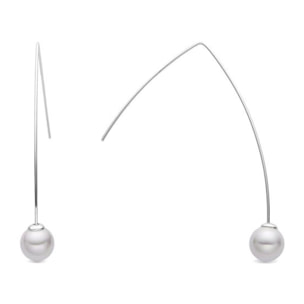 Pendientes con Perla Blanca acabado plata