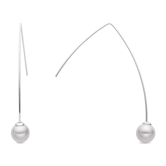 Pendientes con Perla Blanca acabado plata