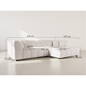 Curtis - canapé d'angle droit 4 places avec accoudoir en tissu texturé - Gris foncé