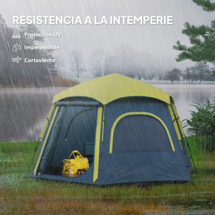 Tienda de Campaña para 2-4 Personas Tienda de Camping Plegable con Fácil Instalación Ventanas de Malla Gancho y Bolsa de Transporte Protección UV Impermeable para Senderismo Azul y Verde