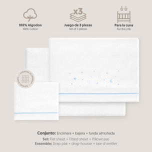 Juego de Sábanas de Cuna Franela Estrellas Luna
