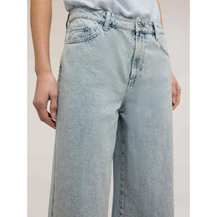 Motivi - Jeans palazzo con cristalli - Azzurro