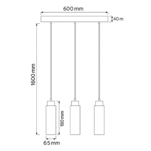 Suspension design 3 spots en travertin et effet bois TIVOLI