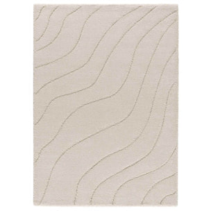 MOLIER Alfombra shaggy con formas abstractas en blanco, varias medidas disponibles.