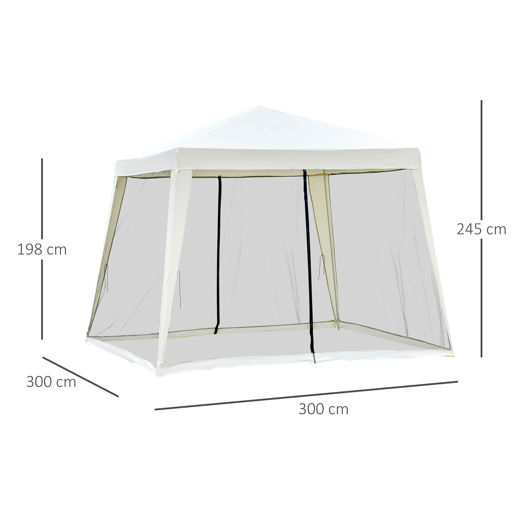 Carpa Pabellón de Jardín 3x3x2,45m Carpa con Mosquitero Exterior