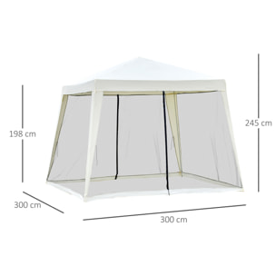 Carpa Pabellón de Jardín 3x3x2,45m Carpa con Mosquitero Exterior