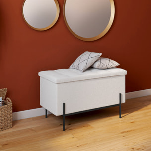 Banc coffre Loan en bouclette blanche et pieds noirs 76cm