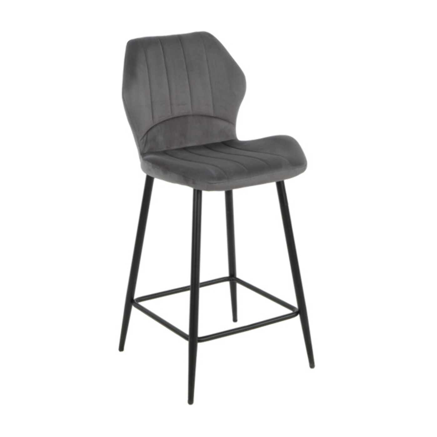 Chaise haute en velours capitonné avec dossier - 3 coloris - VICTOR